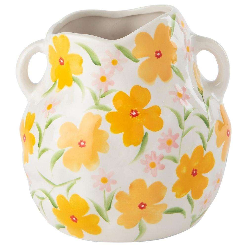 Vase en Porcelaine Fleur Jaune Kasa 20x19cm