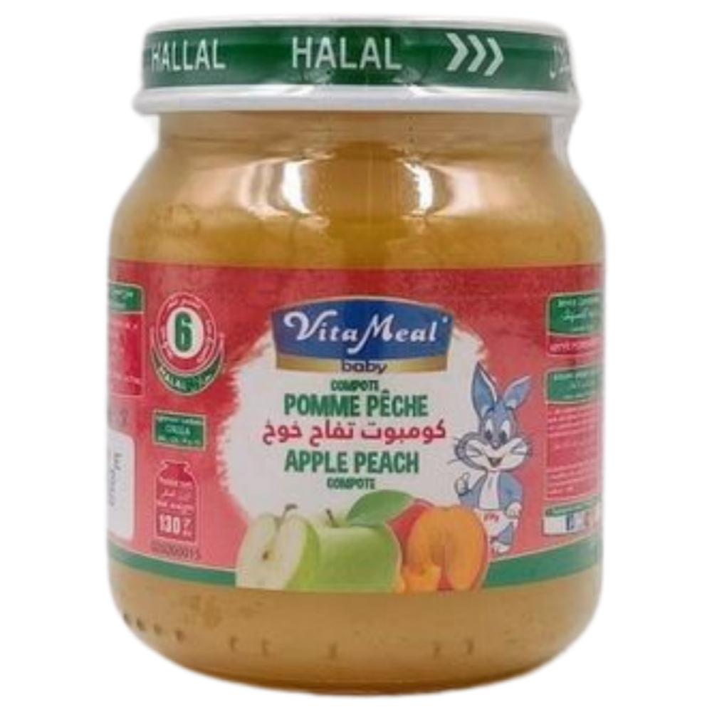 [220129] Compote de Fruits Pomme et Pêche sans Gluten ni Lactose Vitameal 130g
