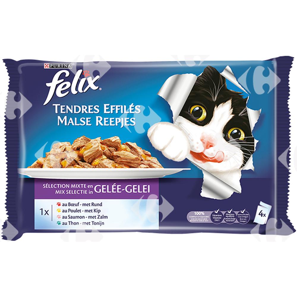 [569075] Pâtée Sélection aux Viandes et aux Poissons en Gelée pour Chats Felix 4x100g