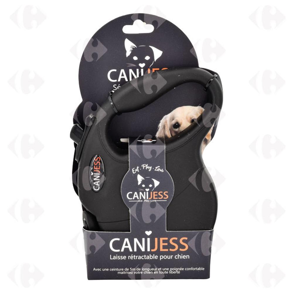 [671839] Laisse Rétractable pour Grands Chiens 5M Noir Canijess