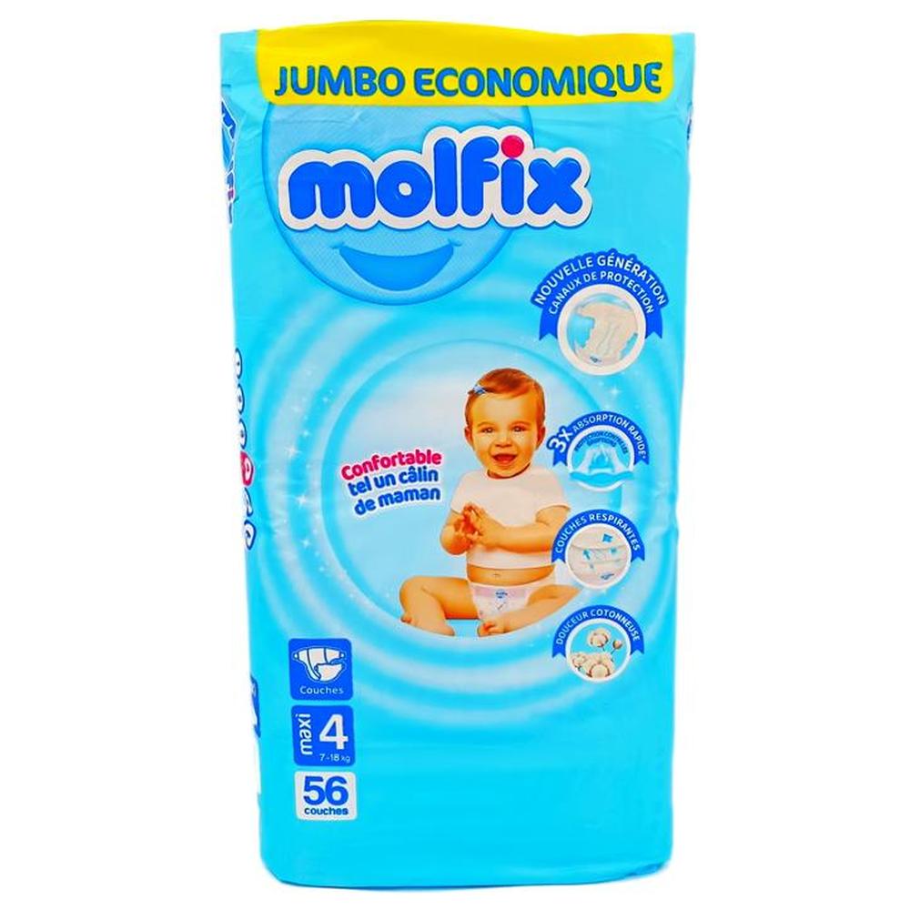 [691853] Couches Bébé Molfix Jumbo Maxi 56 unités
