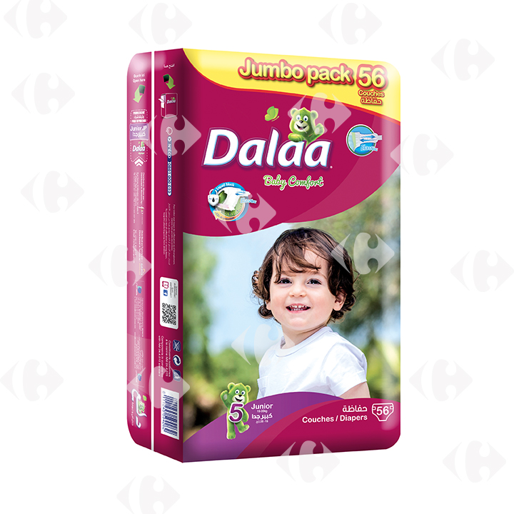 [606099] Couches Taille 5 Junior Jumbo Pack Dalaa 56 unités