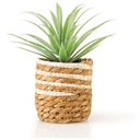 Plante Artificielle avec Pot Tisse Rayures Blanches Kasa 21 cm
