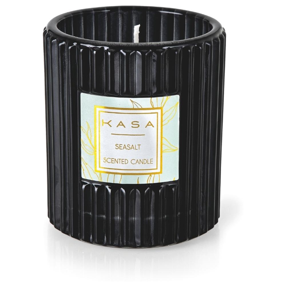 Bougie Parfumée en Verre Gravée Noir au Sel Marin Kasa