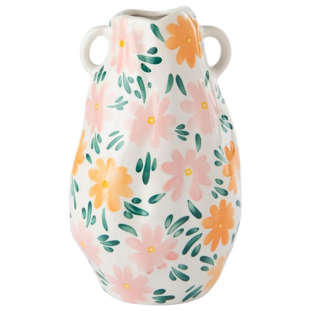[701326] Vase en Porcelaine Fleur Orange Kasa 17x27x16cm