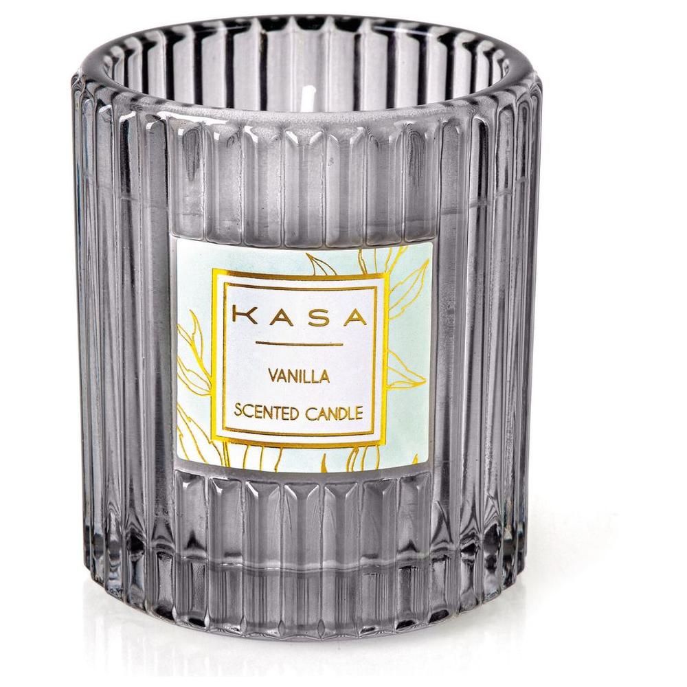 [701102] Bougie en Verre à Points Gris Vanille Kasa 170g