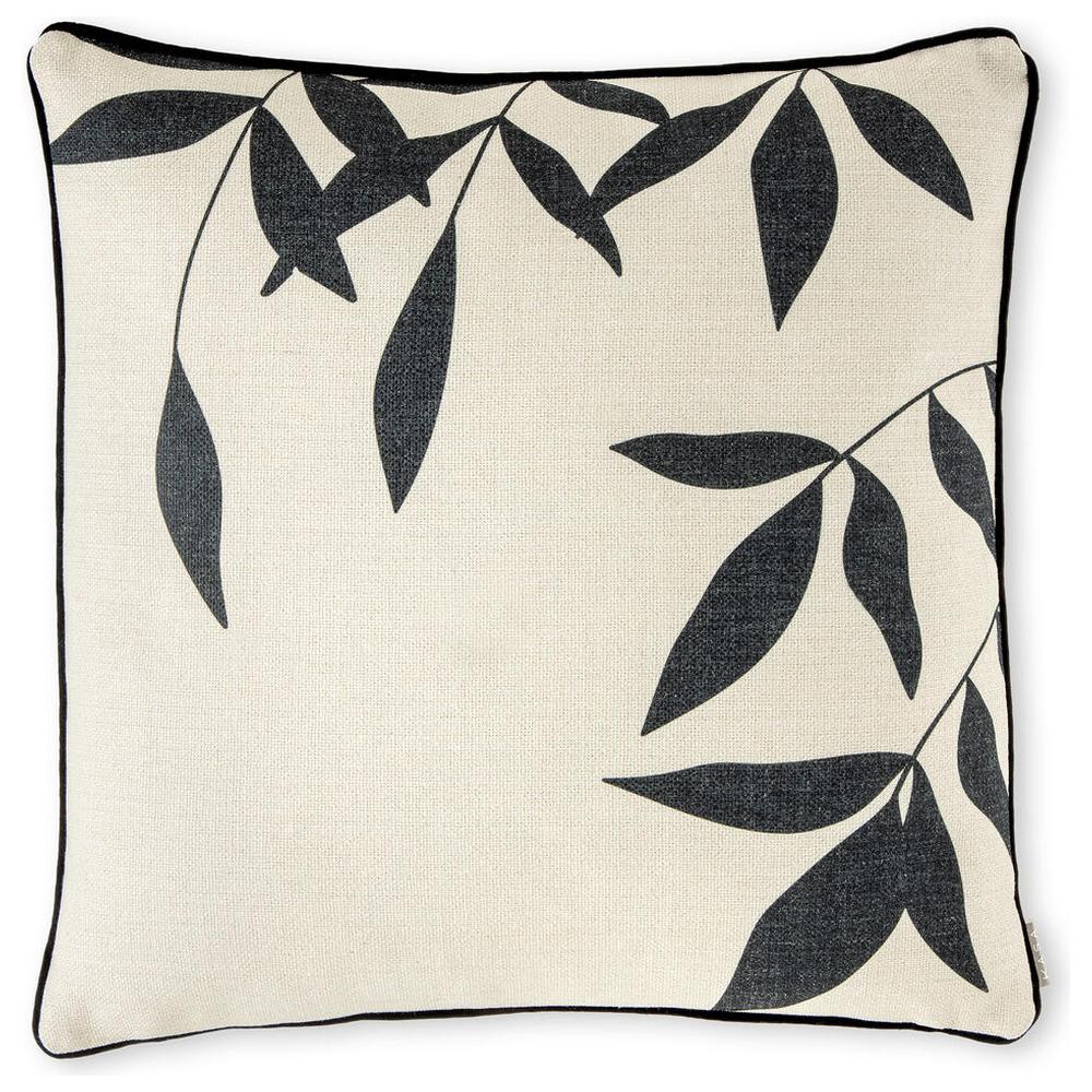 Coussin Blanc avec Fleurs Latérales Noires 45x45cm
