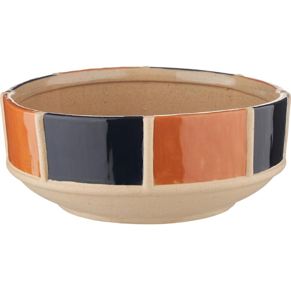 [722724] Coupe Décor en Céramique Rayures Bleu Orange Kasa 20x8 cm