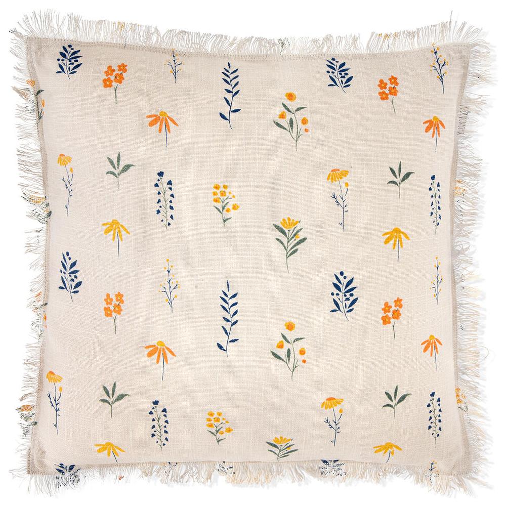 [711047] Coussin Blanc avec Fleurs 45x45cm