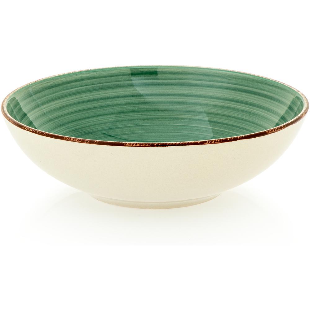 [710770] Assiette Creuse Porcelaine Verte Boho Kasa 18cm