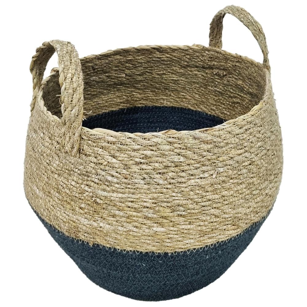 [721899] Panier Rond à Bande Rose Jute Petite Kasa