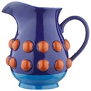 Vase Pichet en Céramique Bleu à Pois Blancs Kasa 14x18 cm