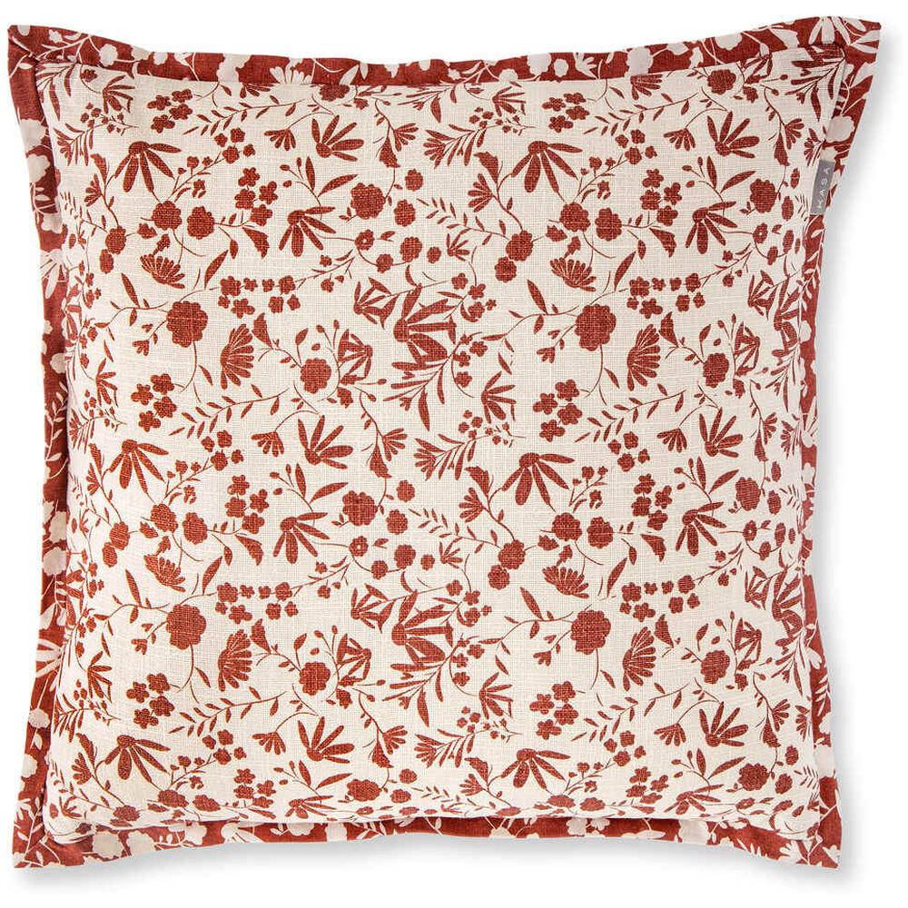 [711185] Coussin Blanc avec Fleurs sur Fond Rouge 45x45cm