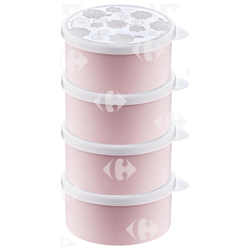 Set de 4 Boîtes Alimentaires Rondes en Plastique 200ml/ 0,2L