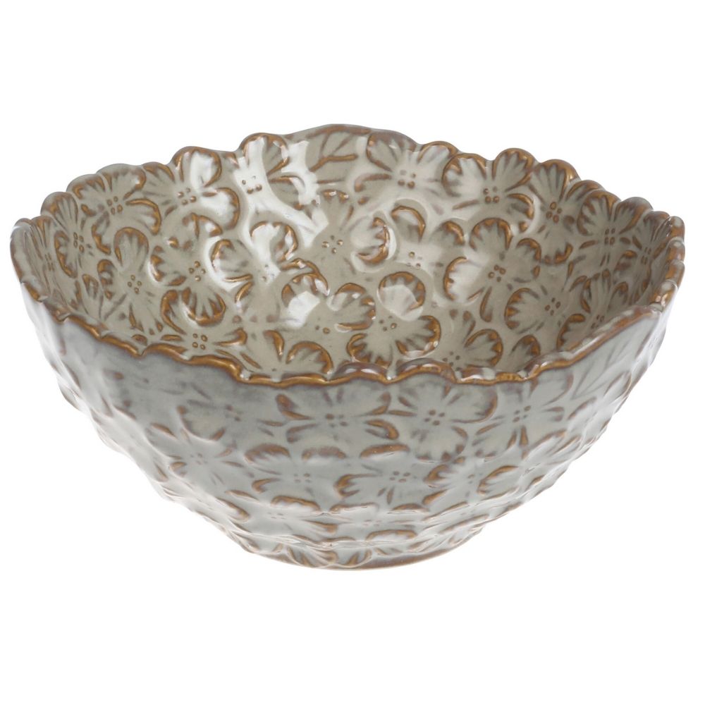 Coupelle Kasa en Porcelaine Grise Fleurs Gravées 25cl
