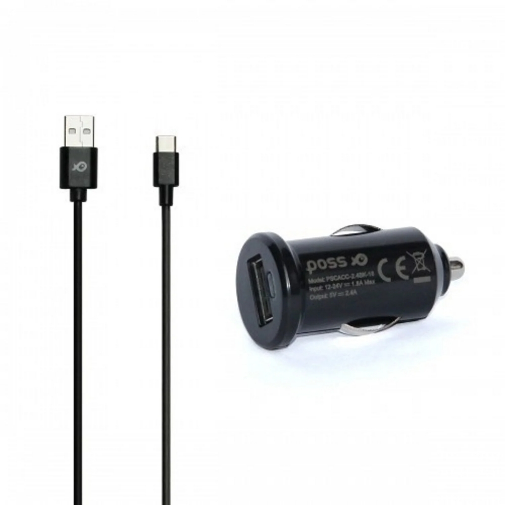Chargeur allume-cigare USB-A 6W et câble micro USB Noir