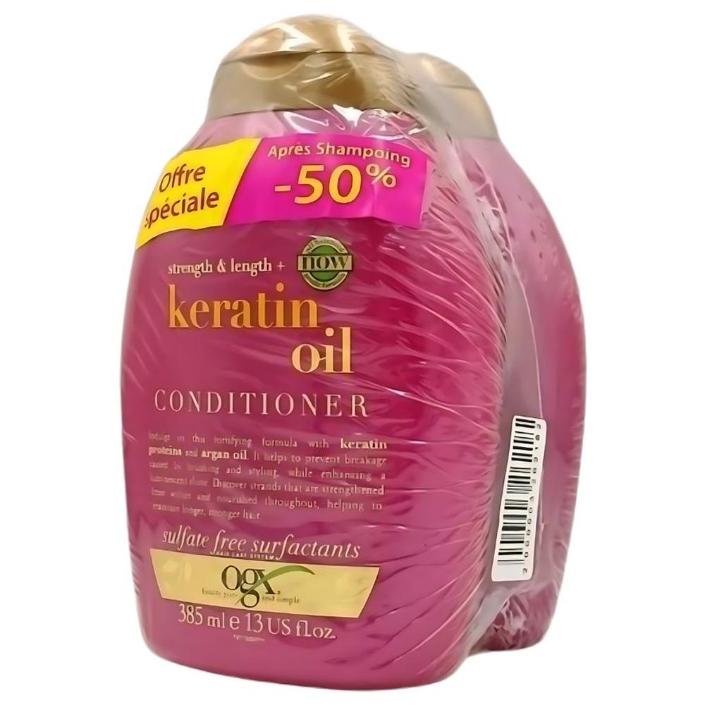 [715055] Lot Shampooing Kératine Ogx 385ml + Après-Shampooing (-50% sur le 2ème)