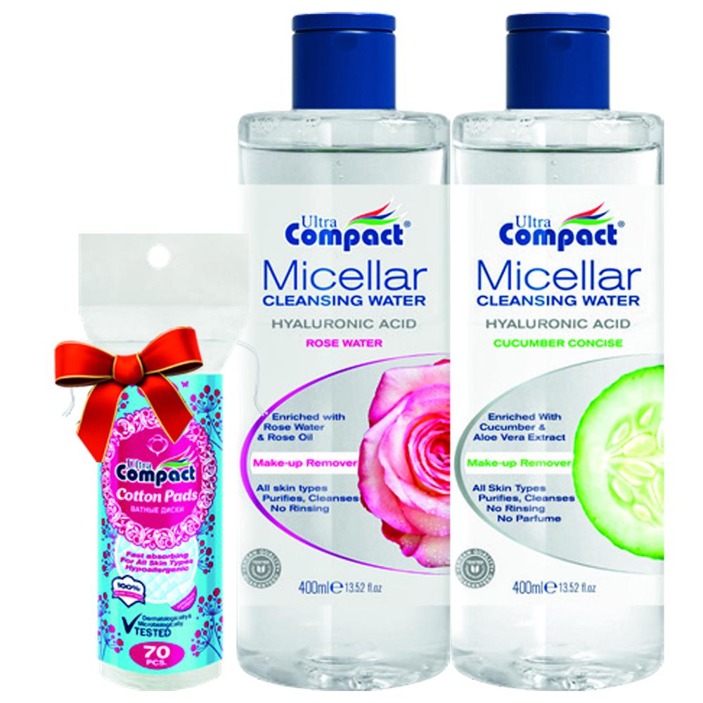 Lot de 2 Eaux Micellaires Compact + Disques de Coton Offerts