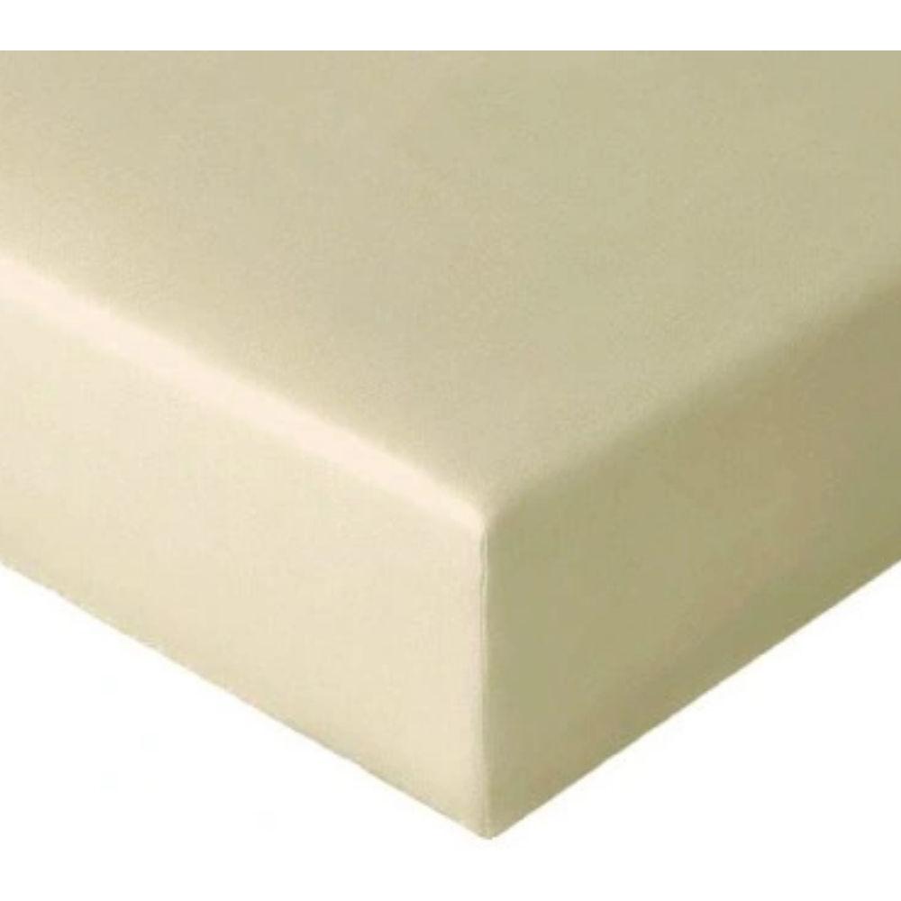 [703351] Drap Housse Beige Clair 100% Coton Uni Coton Tex Home 180x200 cm