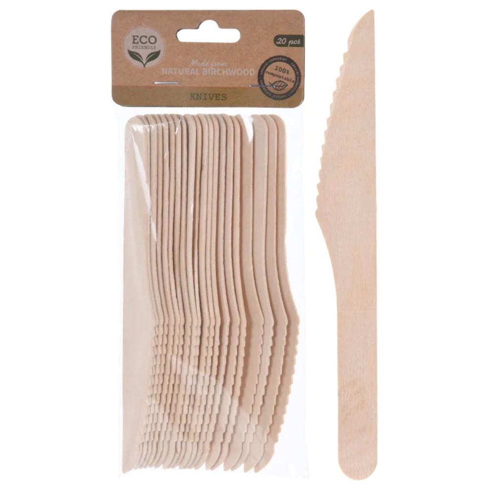 [628798] Lot de 20 Couteaux en Bois 16cm