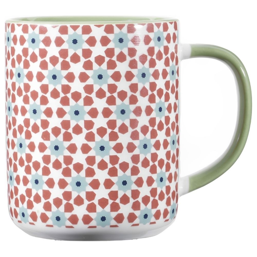 Mug Kasa en Porcelaine Verte Motifs Orange Tiles 37cl
