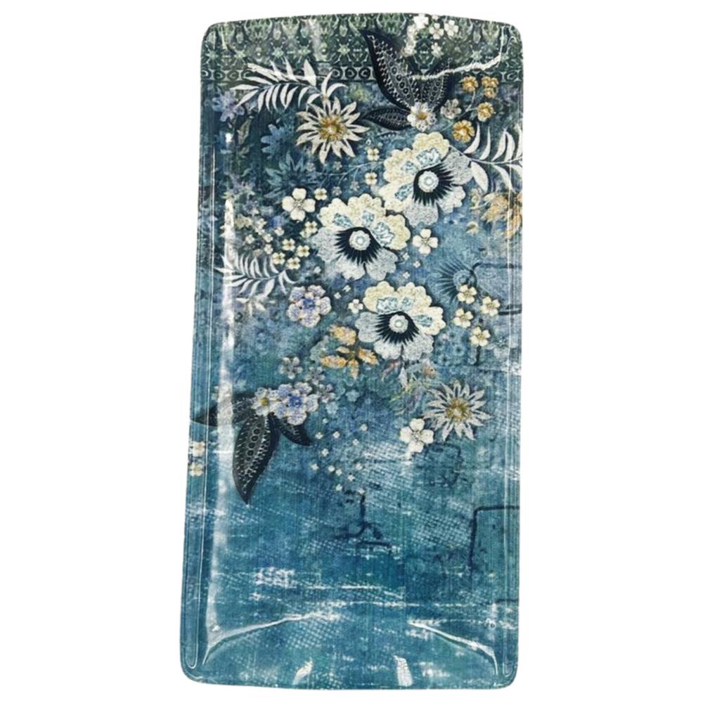 [695690] Plat en Porcelaine Rectangulaire Bleuet 29x15cm.