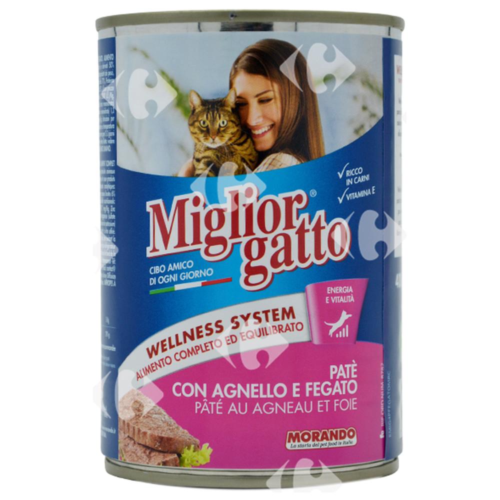 [640632] Pâtée à l'Agneau et au Foie pour Chats Miglior Gatto 400g