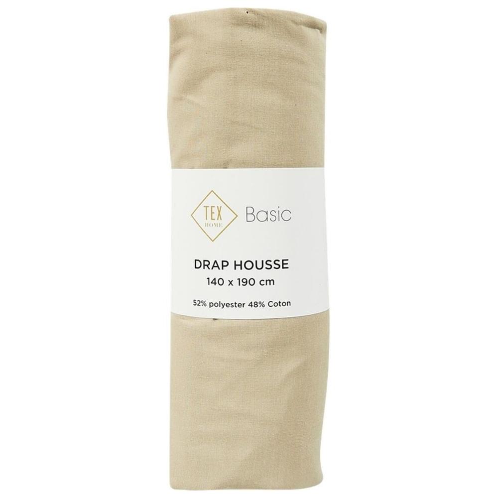 [653702] Drap Housse Beige Tex Home 160x200 cm