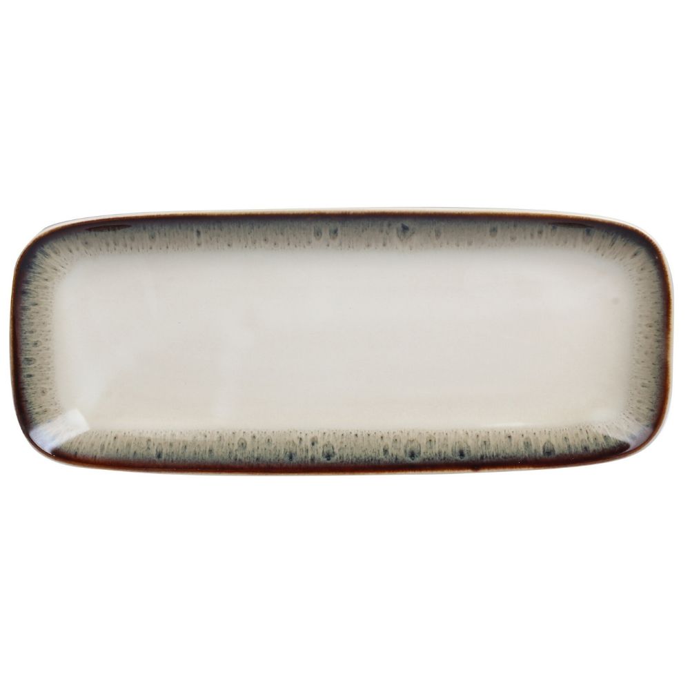 Plat Rectangulaire Kasa en Porcelaine Blanche Côtelé