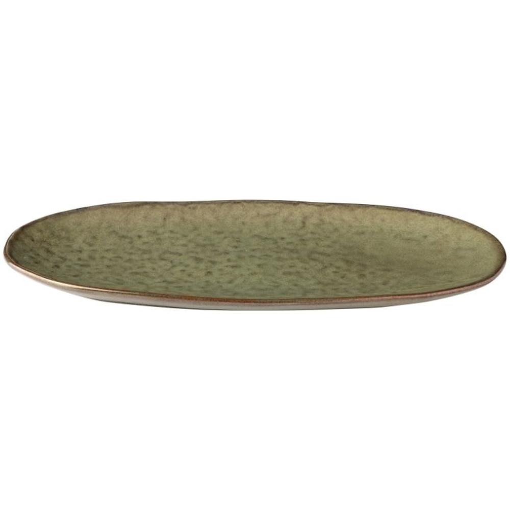 Plat À Servir en Porcelaine Ovale Vert Réactif Kasa 30cm
