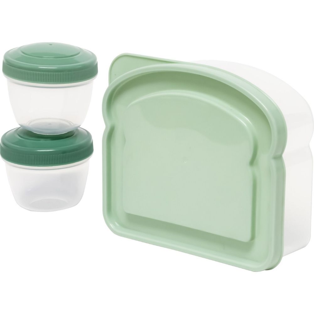 Boîte Sandwich + 2 Boîtes Snack Verte Kasa 23x17cm / 70cl