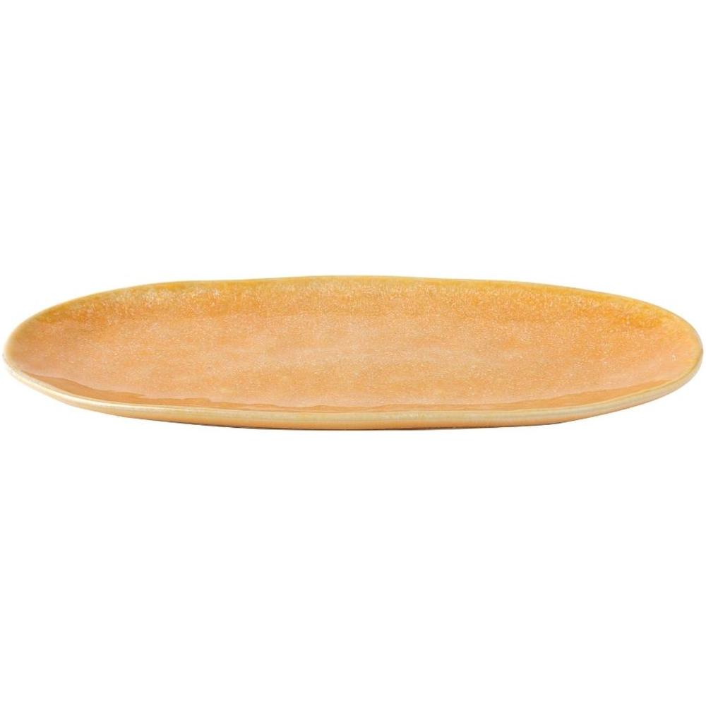 Plat à Servir en Porcelaine Ovale Jaune Réactif Kasa 30cm