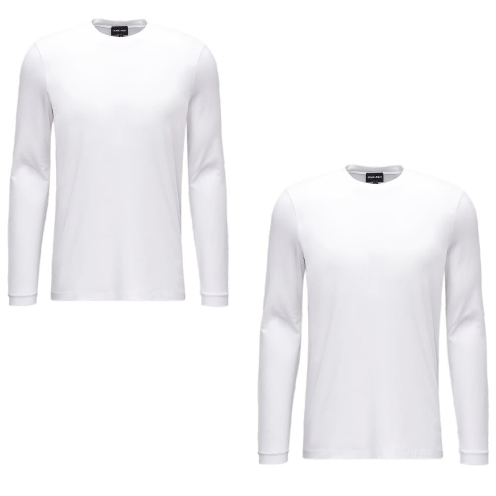 [701737] Lot de 2 T-shirts Homme Manches Longues Col Rond Bio Blanc