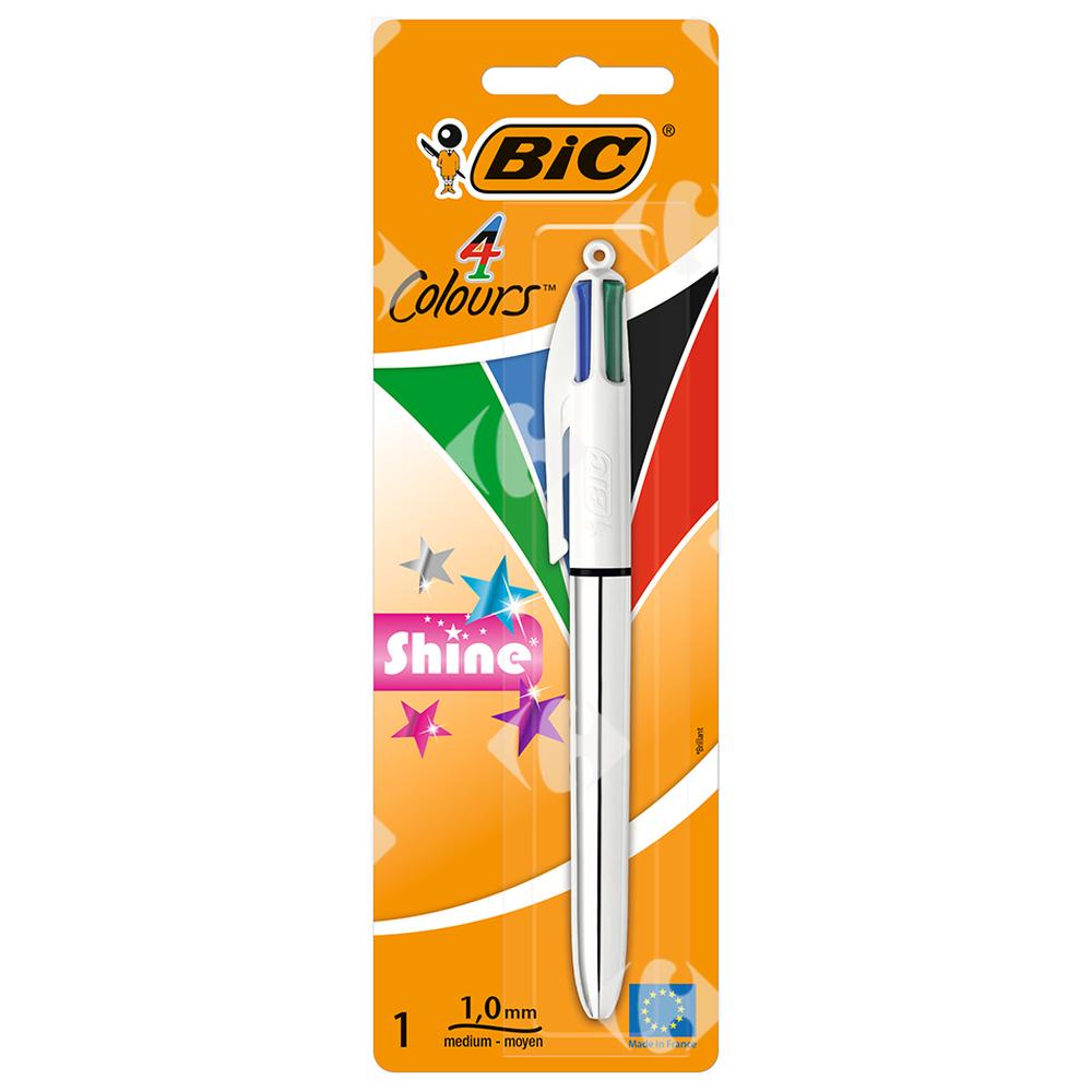 [404074] Stylo à Bille 4 Couleurs Shine Silver Body BIC