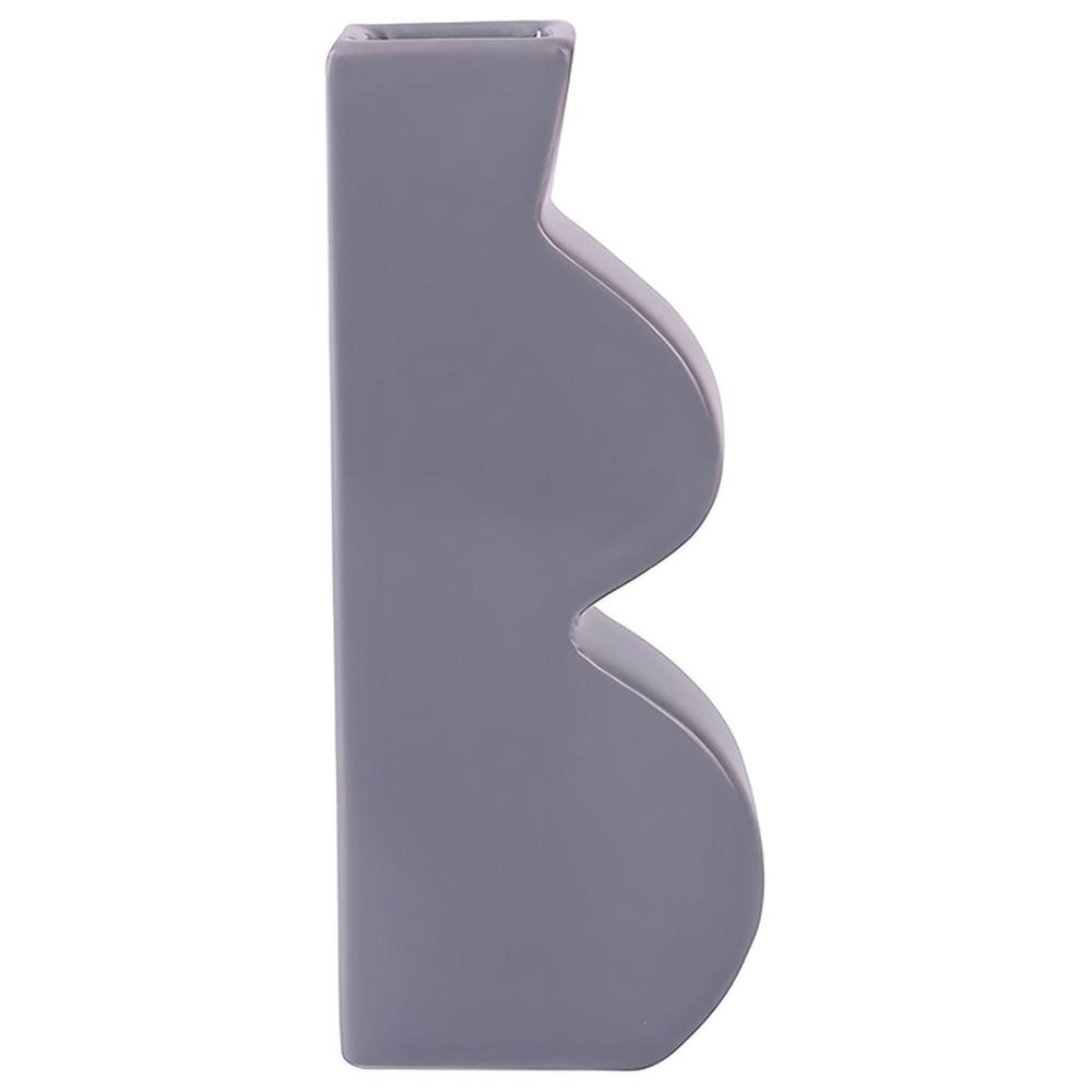 [711393] Vase Porcelaine Ondulé Gris Kasa 16cm