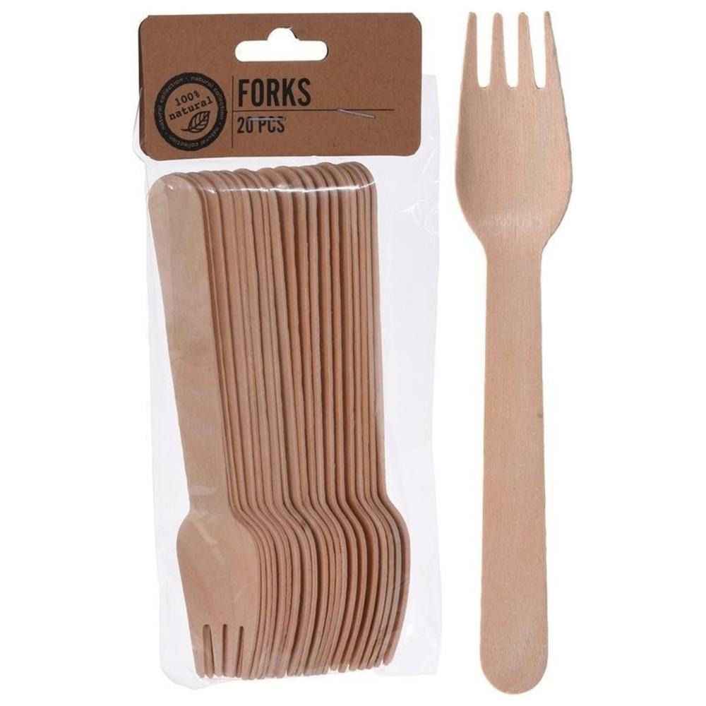 [628797] Set de Fourchettes en Bois 20 pièces