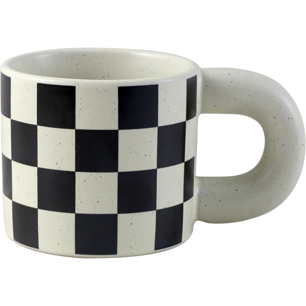 [710893] Mug en Porcelaine Carreaux Noir Graph Kasa 30cl