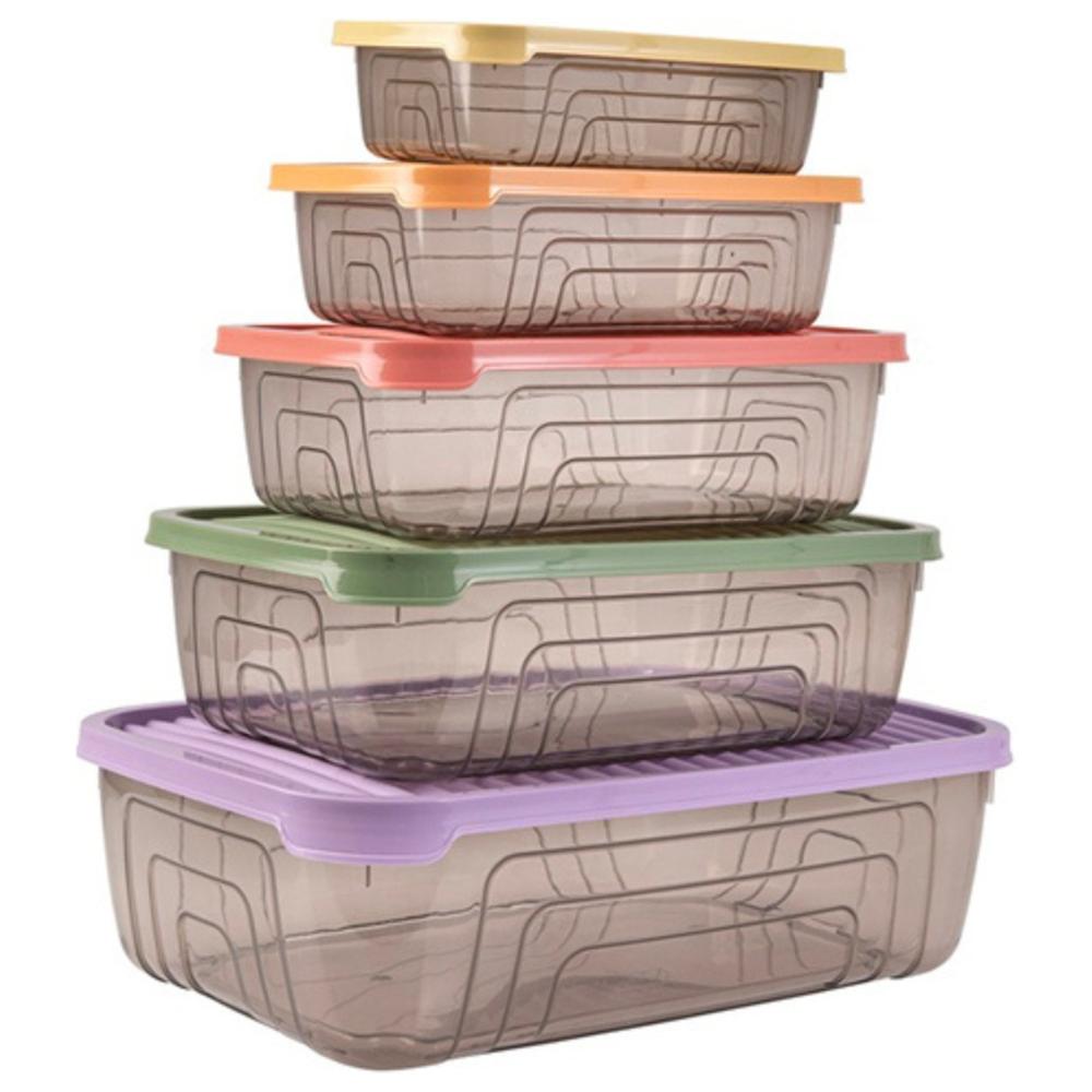 Set Boîtes Alimentaires Plastique Rectangulaires 5 pièces 350ml