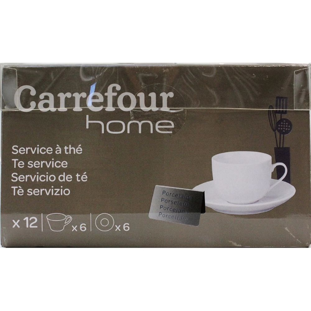 Service Tasse à Thé Blanc en Porcelaine 12 pièces