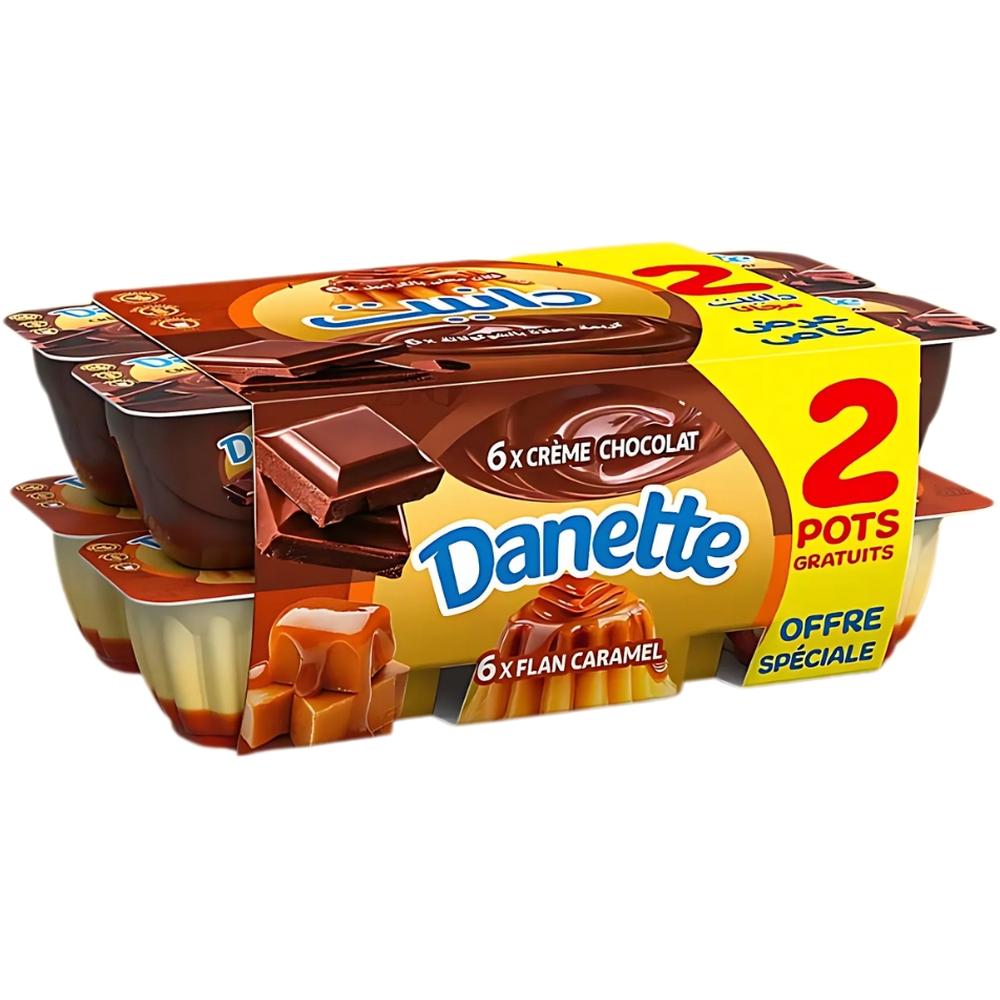 Pack Crème Dessert Mixte Chocolat et Flan Danette 12 unités de 80g