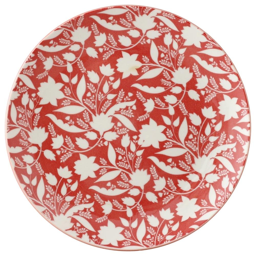 Assiette Porcelaine Ronde Mumbai Rouge Kasa 20.2cm
