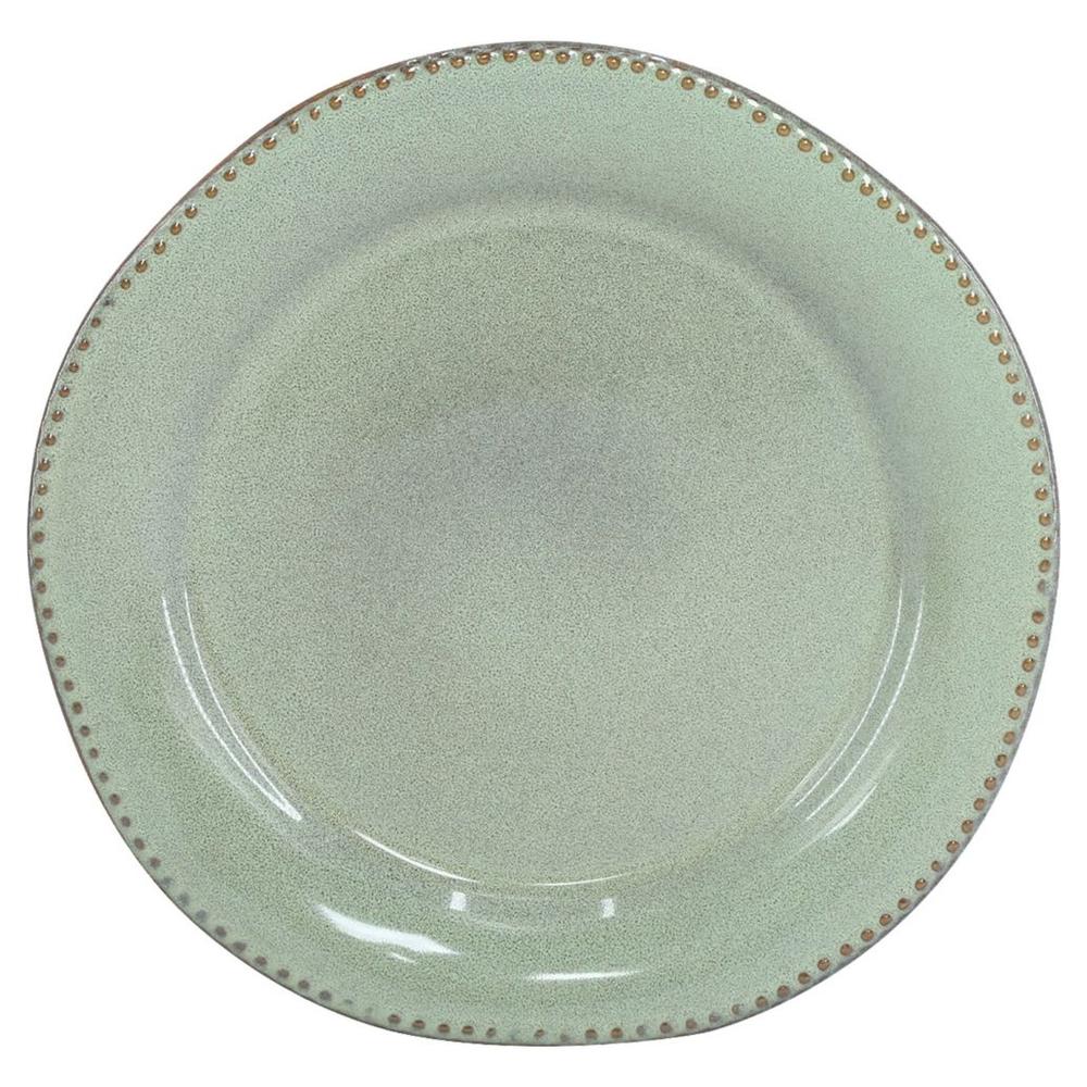 [716980] Assiette Dessert en Porcelaine Verte Sintra Picotée Kasa 20 cm