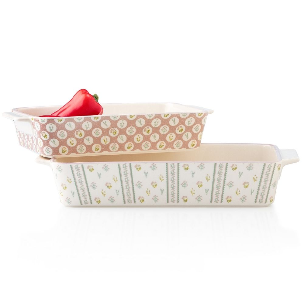 Plat à Four Rectangulaire Kasa en Porcelaine Campestre 30x18cm