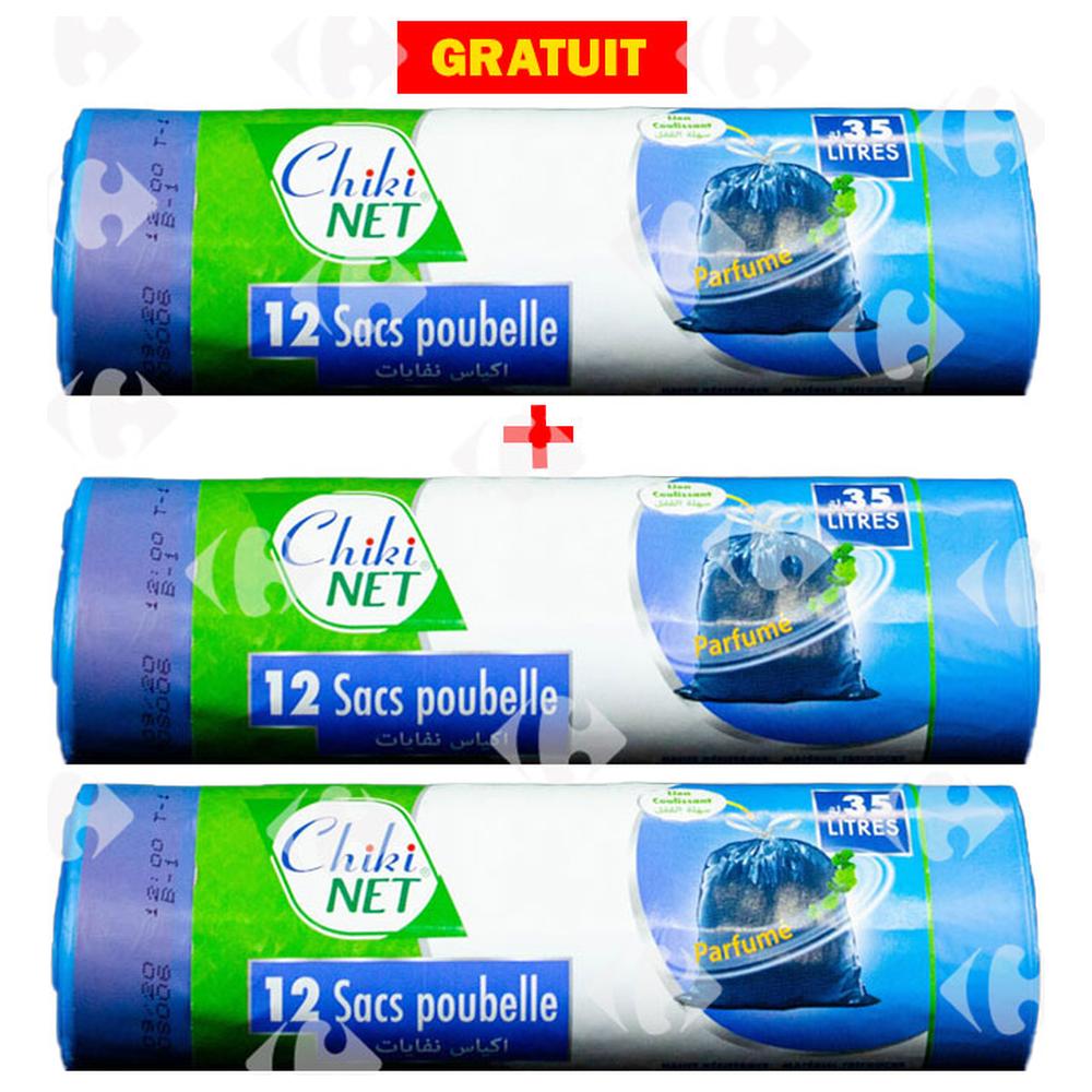 [656971] Lot de sacs Poubelle Parfumés Chikinet 35L 12 unités 2+1 Gratuit