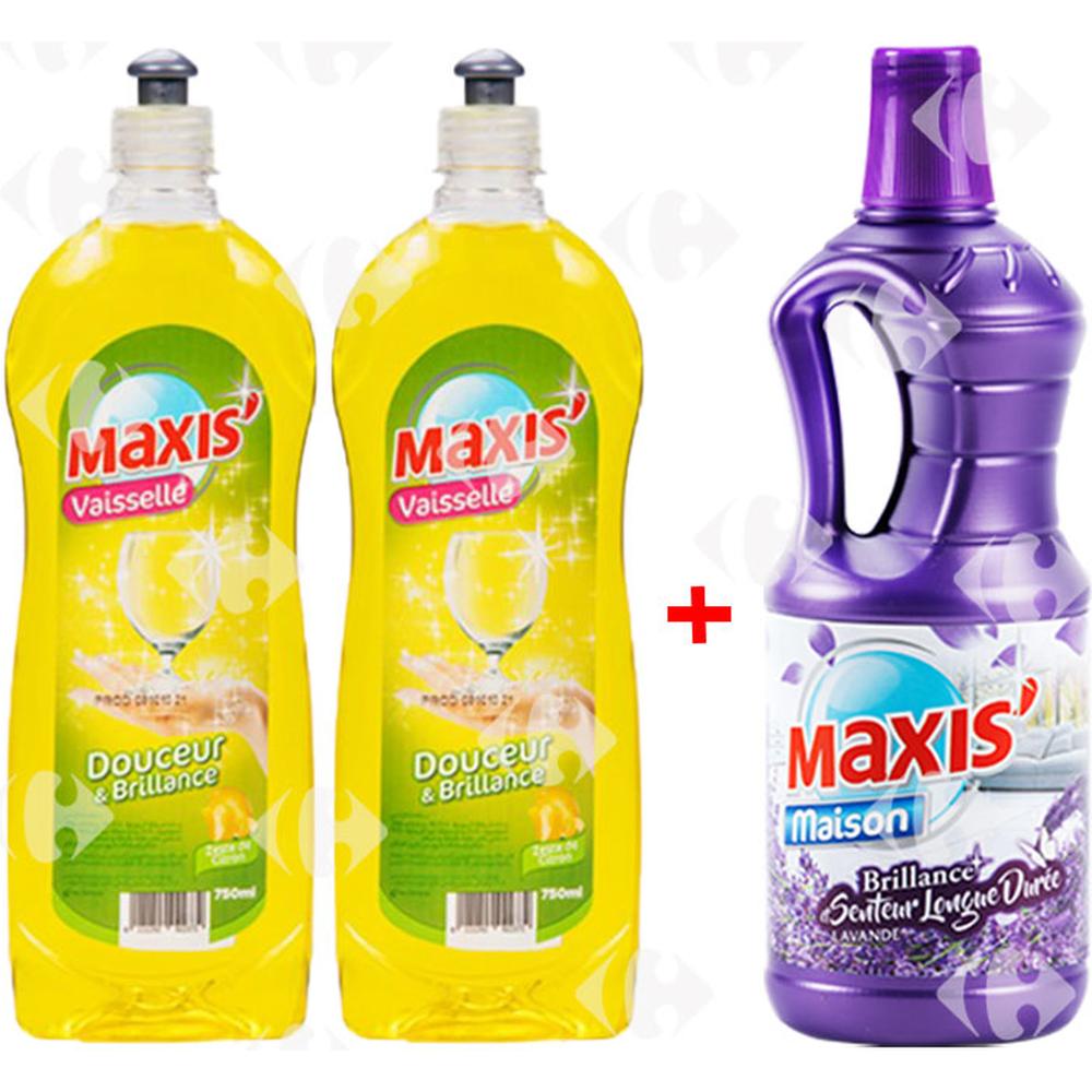 [683632] Lot de 2 Liquides Vaisselle Maxi's 750ml + Nettoyant Sol Maxi's 1L