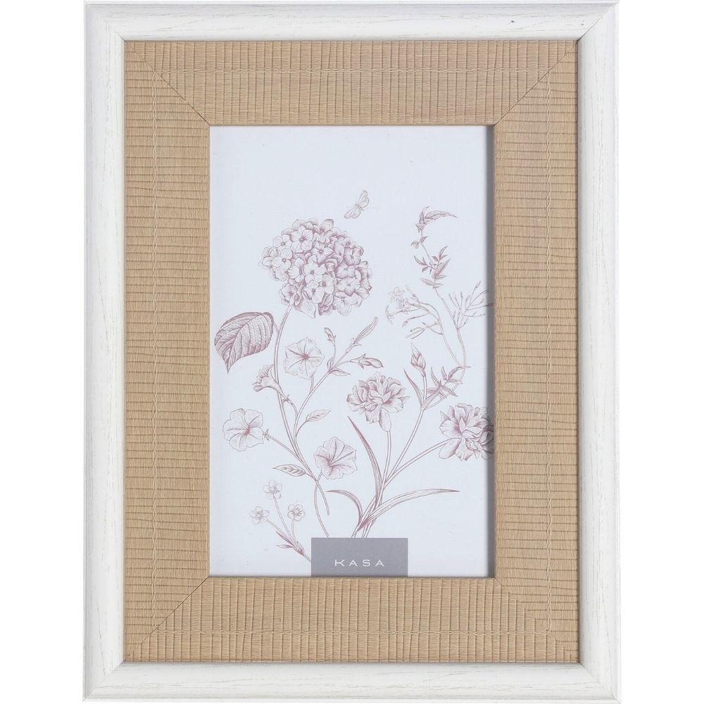 [731298] Cadre Photo Paille Bord Blanc Kasa 10x15cm