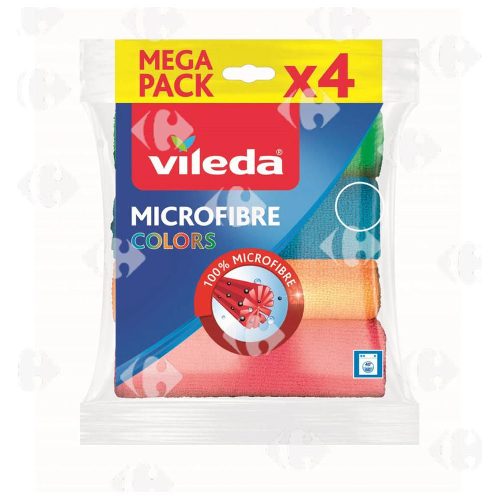 [602189] Chiffons Nettoyants Multi-usages Microfibre Colors Vileda 4 unités.