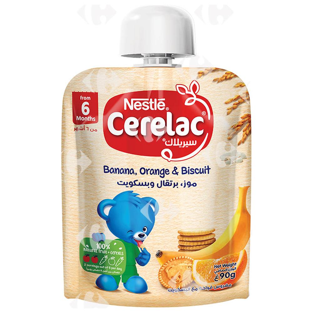 [671585] Purée Banane Orange Biscuit en Gourde Cerelac 90g