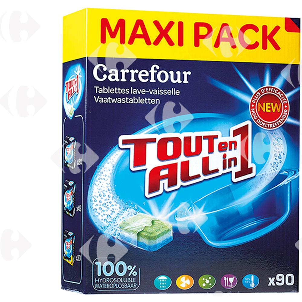[530585] Tablettes Lave Vaisselle Tout en 1 Carrefour 90 unités