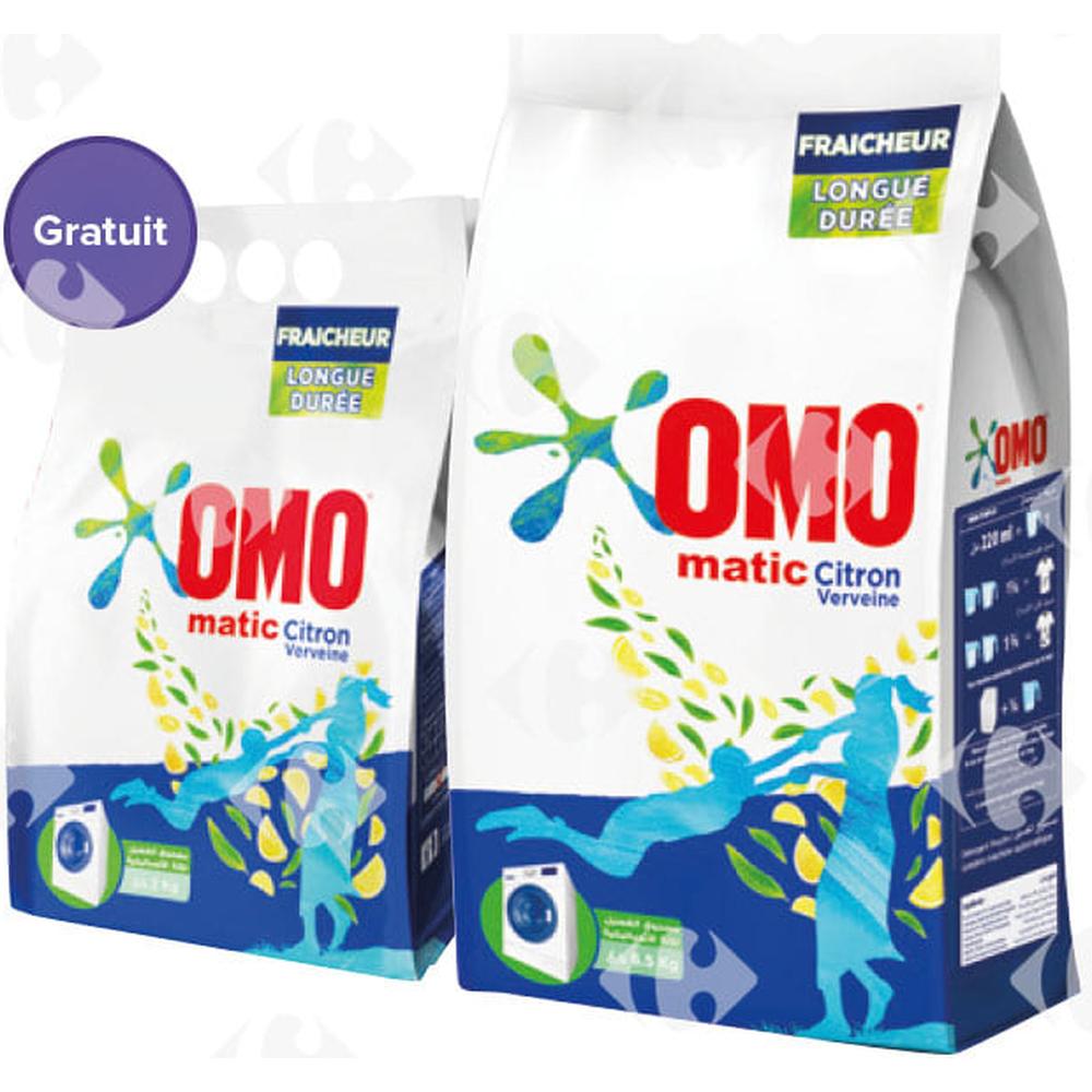 Lot Lessive en Poudre Citron Omo 6,5kg + 2kg Gratuits.